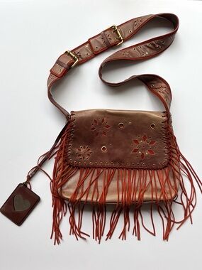 Y2K Leather and Fringe Crossbody